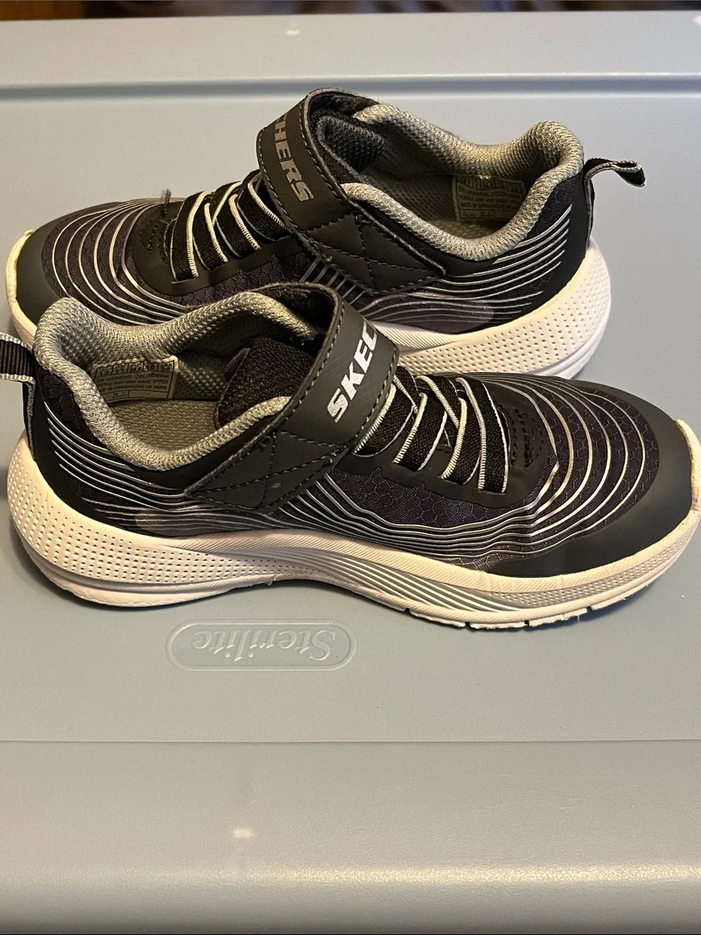 Skechers Kids Grey & White Lightweight Hook-and-Loop Sneakers